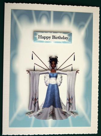 A4 Oriental Lady Blue Card by Lorraine Reed