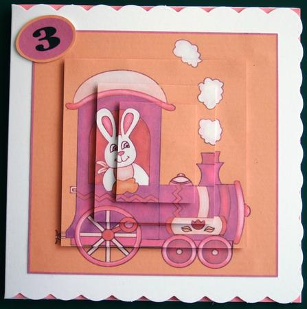 Birthday Easter Get Well Soon Bunny Train Girl by Lorraine Reed