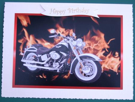 Motorbike on Flame Background A4 by Lorraine Reed