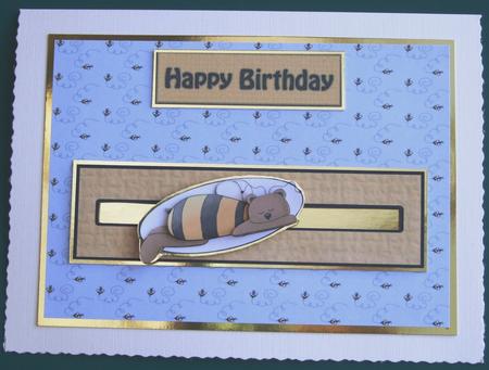 Birthday Bee Penny Slider Card Front by Lorraine Reed