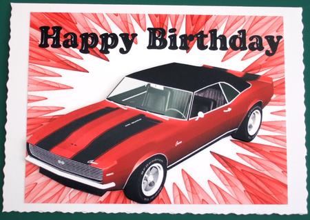 Red Sports Car, for Birthday by Lorraine Reed