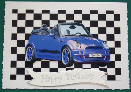 Sporty Blue Car Quick Card with Attractive Background by Lorraine Reed