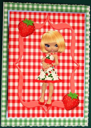 A4 Pretty Strawberry Girl by Lorraine Reed