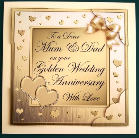 8 x 8 Mum and Dad Golden Wedding Anniversary Topper by Lorraine Reed