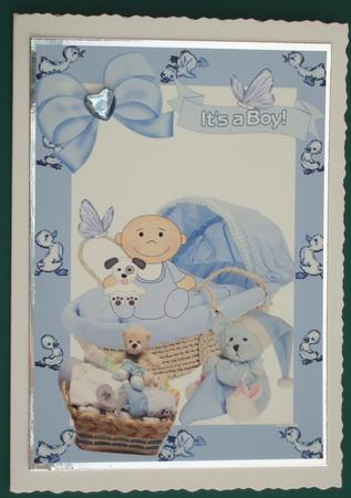 Litle Baby Boy with Crib, A4 Topper by Lorraine Reed
