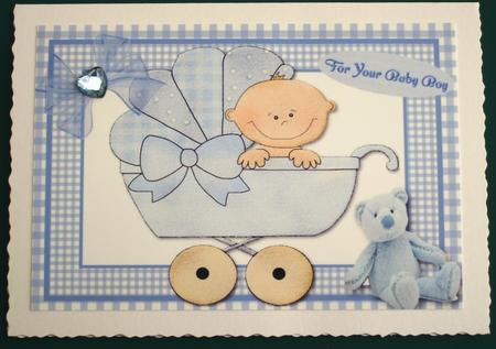 Baby Blue, in a Pram, A4 Topper by Lorraine Reed