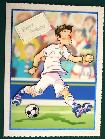 Football Dude Blue, White and Yellow A4 by Lorraine Reed