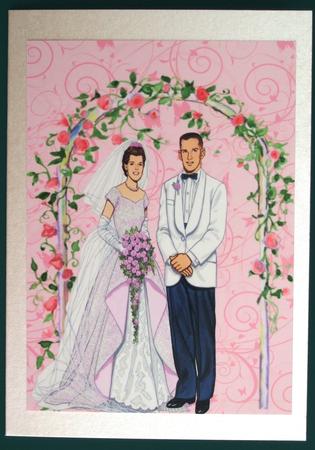 Gorgeous 1950's Bride & Groom A4 Topper by Lorraine Reed