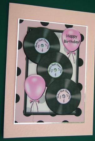 Pink Rock'n'roll Birthday Quick Card by Lorraine Reed