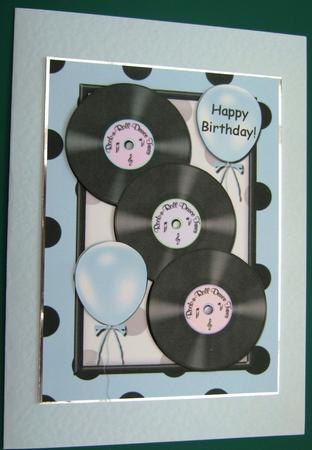 Blue Rock'n'roll Birthday Quick Card by Lorraine Reed