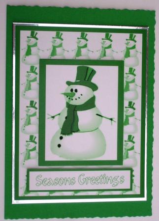 Green Card Front Snowman by Lorraine Reed