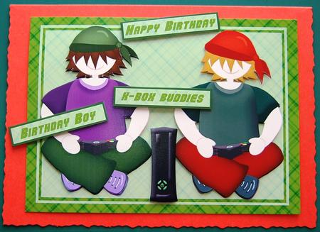 Mad Hatters - Xbox Buddies Card Front and Decoupage by Lorraine Reed