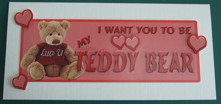 Teddy Bear Valentine Large Dl Quick Card by Lorraine Reed