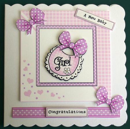 New Baby Girl Quick Card with Decoupage by Lorraine Reed