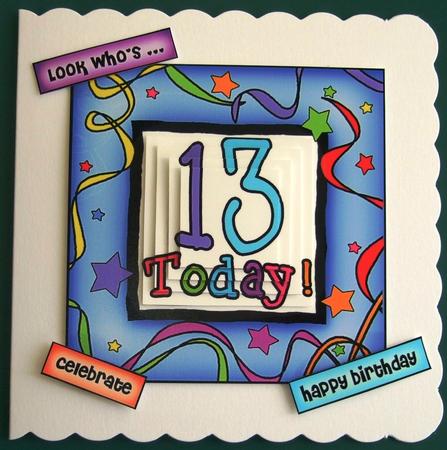 13th Birthday Quick Card with Pyramage by Lorraine Reed