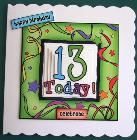 13th Birthday Quick Card with Pyramage by Lorraine Reed
