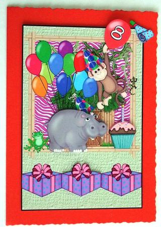 Hippo Birthday Quick Card Front by Lorraine Reed