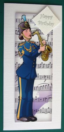 Saxophone Army Lady Large Dl by Lorraine Reed