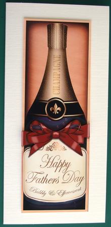 Large Dl Fathers Day Champers in a Box Card N 3D Decoupage by Lorraine Reed