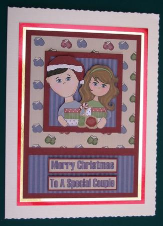 Special Christmas Couple Decoupage Card Front by Lorraine Reed