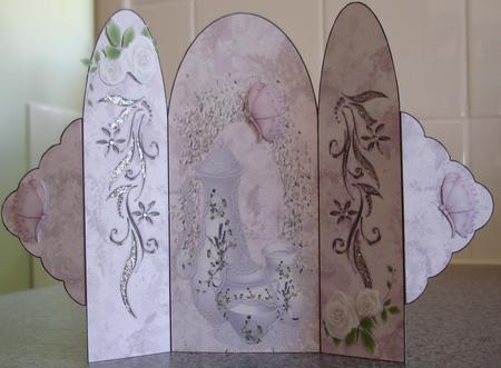 Tea for Two with Roses Trifold by Lorraine Wilson