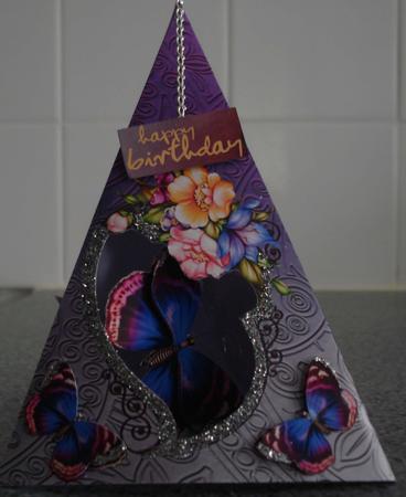 Purple Floral Triangle-dangle with Butterflies by Lorraine Wilson