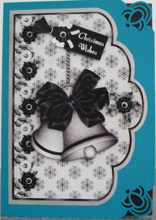 Christmas Bells in Black 'n Silver Scallop Card by Lorraine Wilson