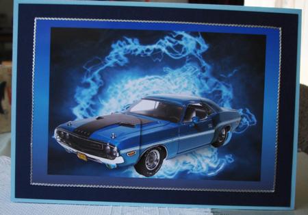 Turquoise Classic Car Decoupage (repaired) by Lorraine Wilson
