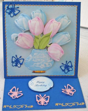 Tulips in a Blue Vase Step by Step by Lorraine Wilson