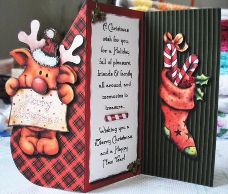 Reindeer Teardrop Tri-fold Card by Lorraine Wilson