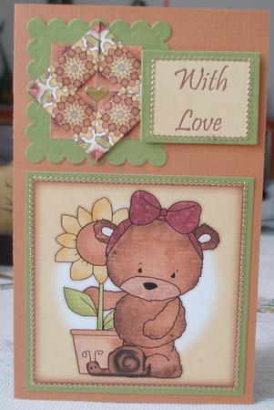 Sweet Teddy with Sun Flower Topper & Tile Sheet by Lorraine Wilson