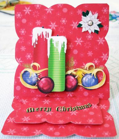 Christmas Candle Shaped Easel Card by Lorraine Wilson