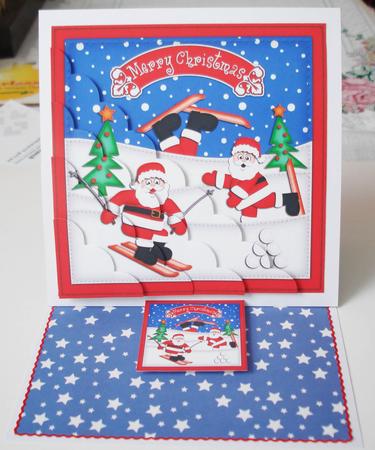 Xmas Santa Scalloped Corner Side Stacker Topper by Lorraine Wilson