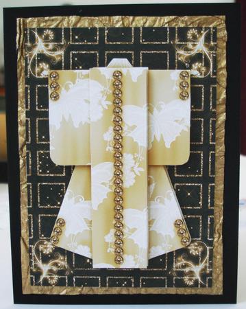 A6 Sparkling Night Kimono Card in Gold Decoupage by Lorraine Wilson