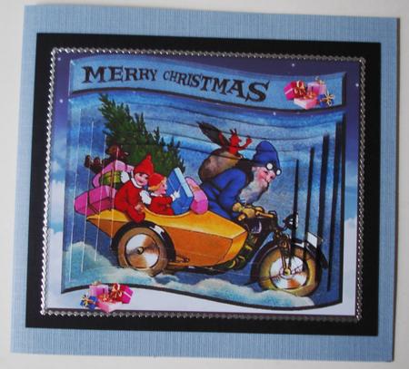 Santa and Helpers on Motorbike by Lorraine Wilson