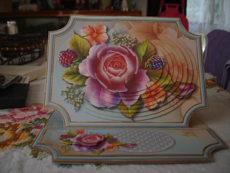 Pastel Flowers Rectangle Topped Pyramid Easel Card Kit by Lorraine Wilson