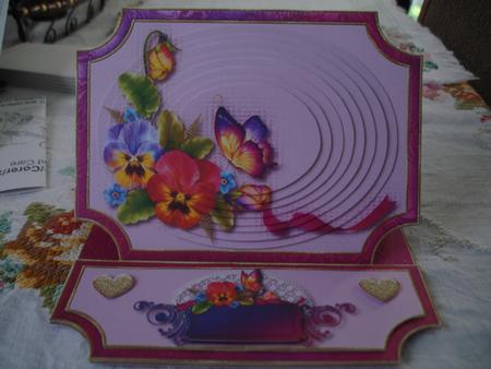 Colorful Pansy Rectangle Topped Pyramid Easel Card Kit by Lorraine Wilson