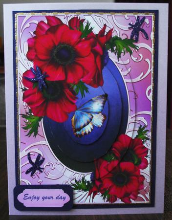 Anemones & Shimmering Frame Oval Pyramid by Lorraine Wilson