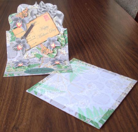 Silver Orchid Mothers Day Easel Bracket Card & Envelope Kit by Lorraine Wilson