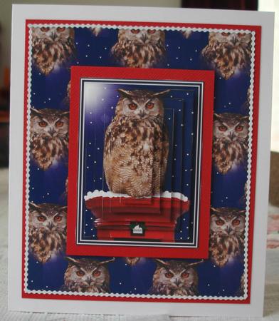 Eagle Owl Christmas Post Box Pyramid & Background by Lorraine Wilson
