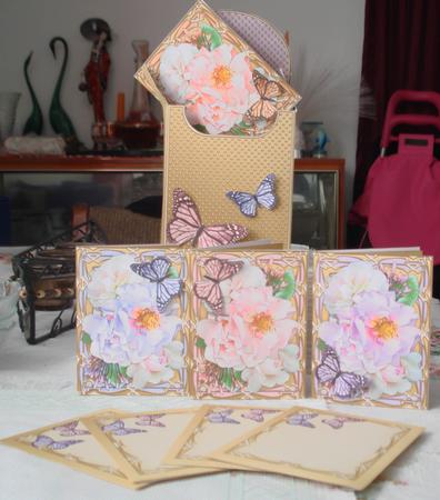 Flowers & Butterflies Cards in a Box & Fridge Magnet by Lorraine Wilson