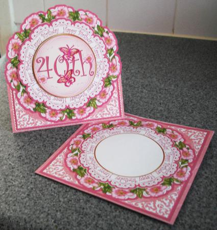 Pink Blossom Happy 40th Birthday 3D Picture Doily C & E Kit by Lorraine Wilson