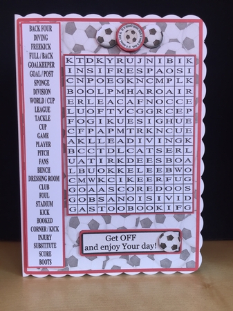 WORD SEARCH, FOOTBALL, RED , 5 x 7  by Lorraine Appleby