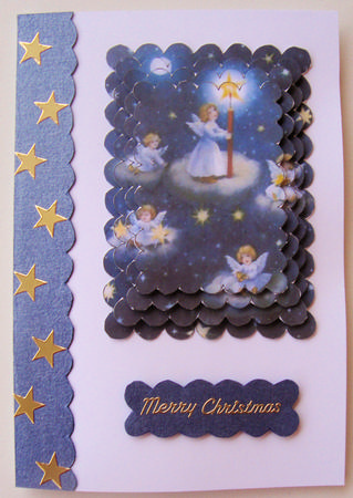 Christmas Angels Lite Up Sky Scallop Edge Pyramid by Lorraine Appleby