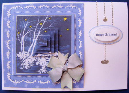 Winter Wonderland Stars at Night Double Stacker Pyramid Card by Lorraine Appleby