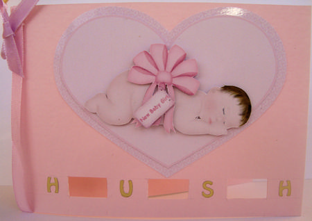 New Baby Girl with Bow Decoupage by Lorraine Appleby