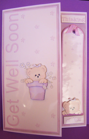 Get Well Teddy Quick Card with Decoupage by Lorraine Appleby