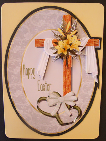 Wooden Cross Easter Card Front by Lorraine Appleby