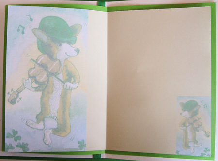 Leprechaun Corgi Playing Fiddle and Dancing Irish Jig by Lorraine Appleby
