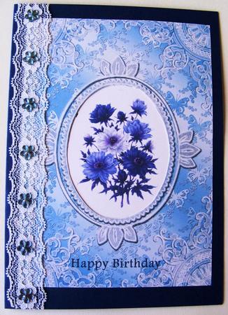 Butterfly Lace Card Front (sky) by Lorraine Appleby